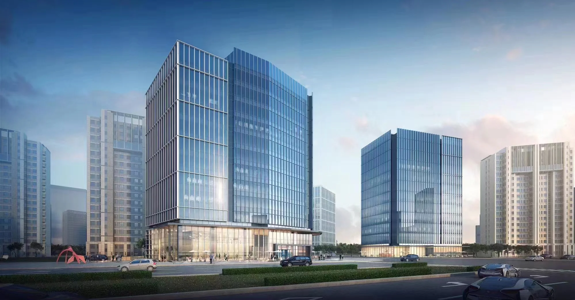 华樾中心｜垂直绿洲｜把城市门厅、共享餐厅、社交中庭与工作层组织成一座垂直绿洲