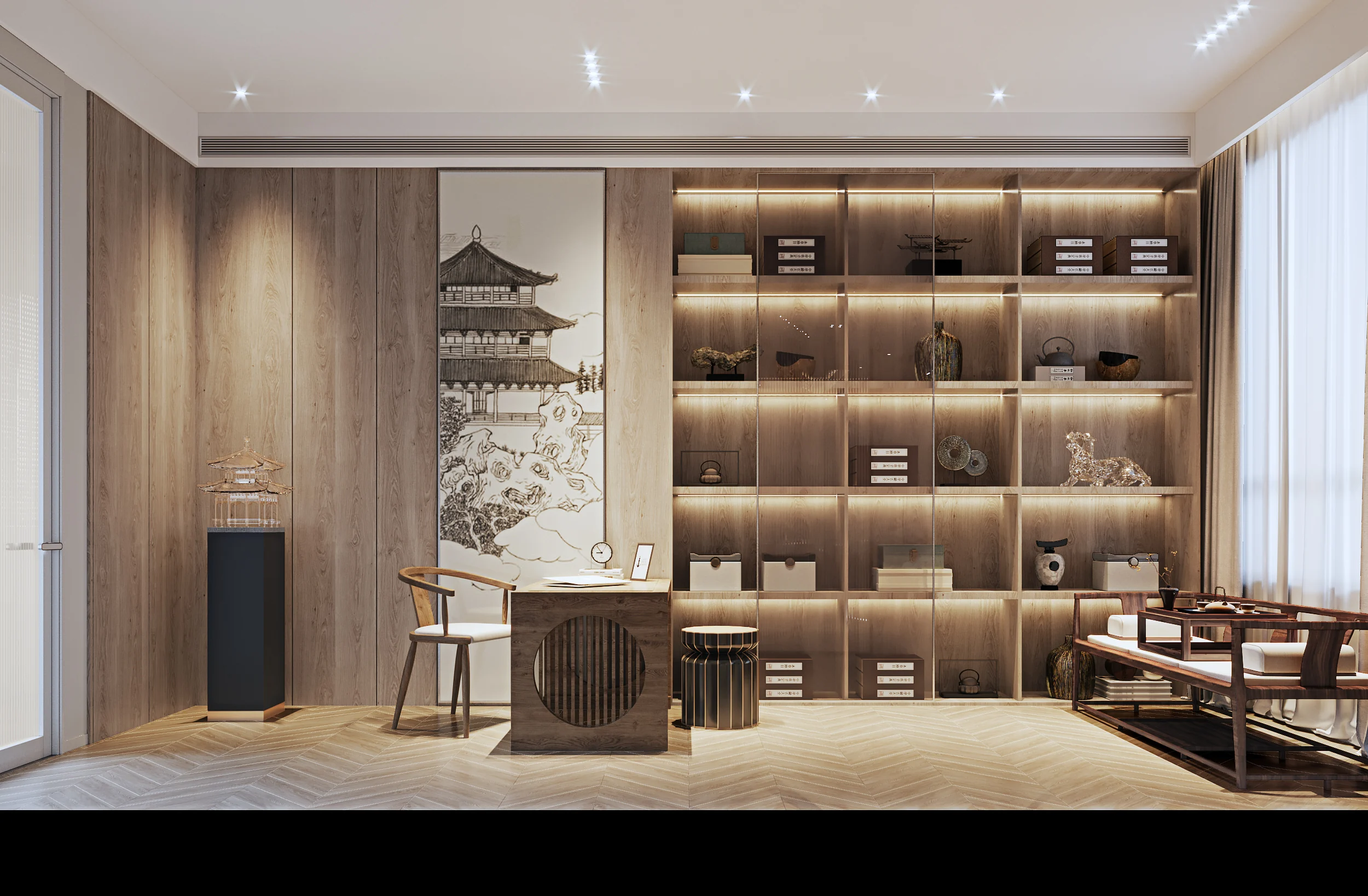 优山美地｜静白留痕｜白色客厅靠关系建立中心｜围坐家具与艺术墙在浅色背景中清晰出现。